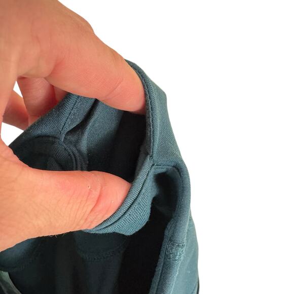 Columbia Teal Blue Cropped Skinny Stretchy Athletic Leggings Pockets Size L - Picture 4 of 6